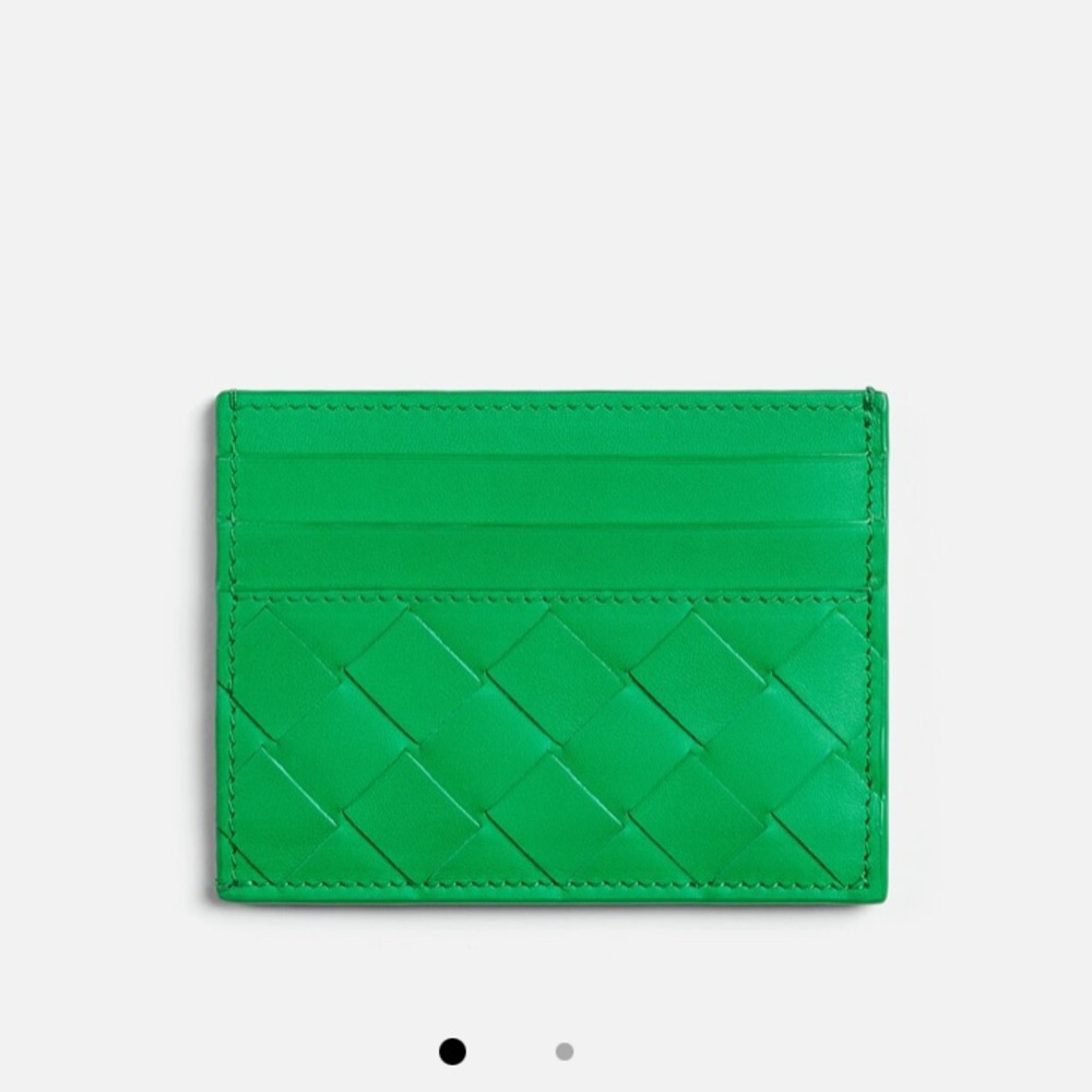 Bottega Veneta Woven Leather Card Case in Parakeet